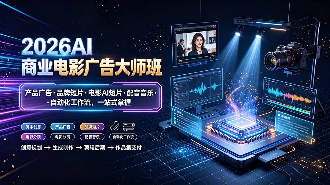2026AI商业电影广告大师班：产品广告·品牌短片·电影AI短片·配音音乐·自动化工作流，一站式掌握-得优社