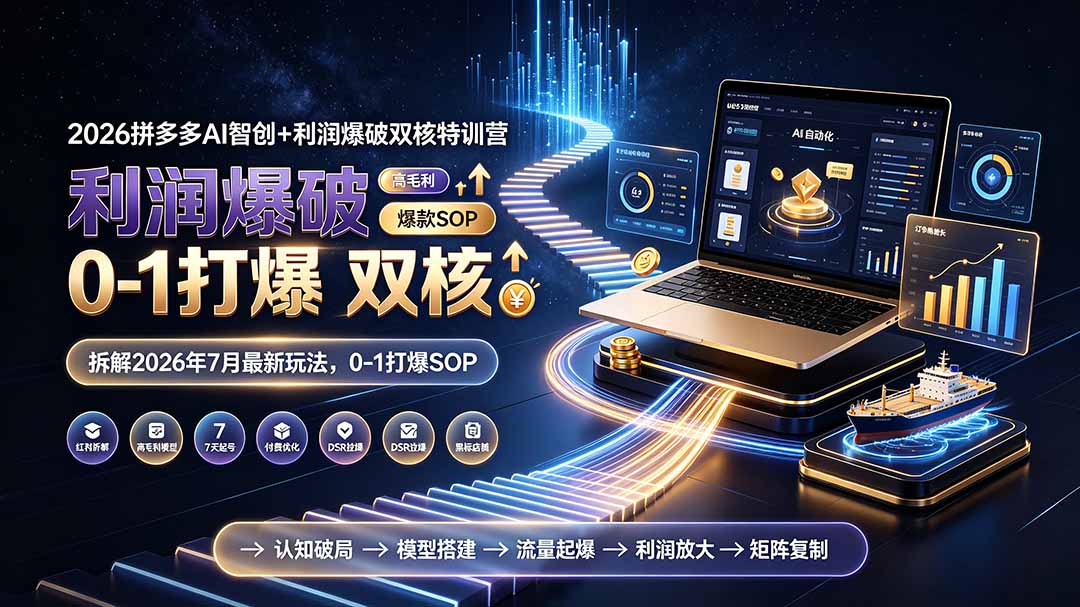 2026拼多多AI智创+利润爆破双核特训营-拆解2026年7月最新玩法，0-1打爆SOP-得优社
