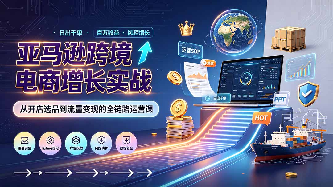 亚马逊0-1孵化特训营8期：从注册风控到稳定日出千单实战，规避审核封店风险，标准化执行流程落地-得优社