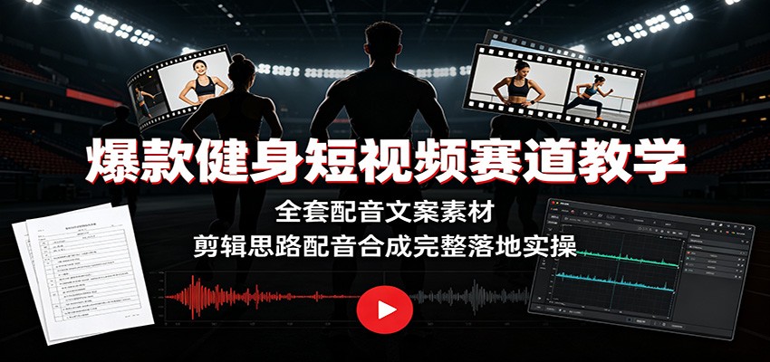 爆款健身短视频赛道教学：全套配音文案素材，剪辑思路配音合成完整落地实操-得优社