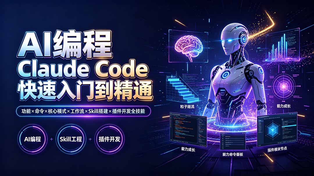 AI编程 Claude Code快速入门到精通：功能×命令×核心模式×工作流×Skill搭建×插件开发全技能-得优社