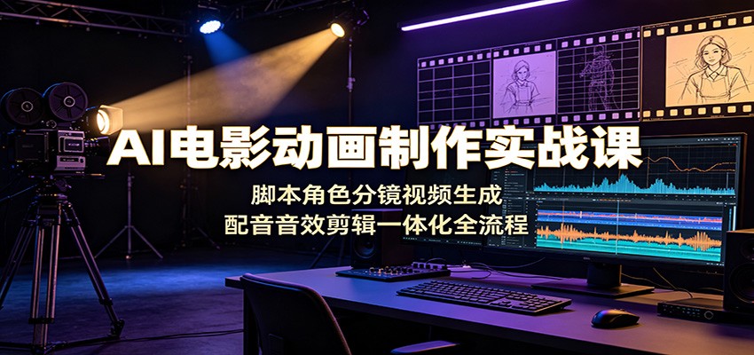 AI电影动画制作实战课：脚本角色分镜视频生成，配音音效剪辑一体化全流程-得优社