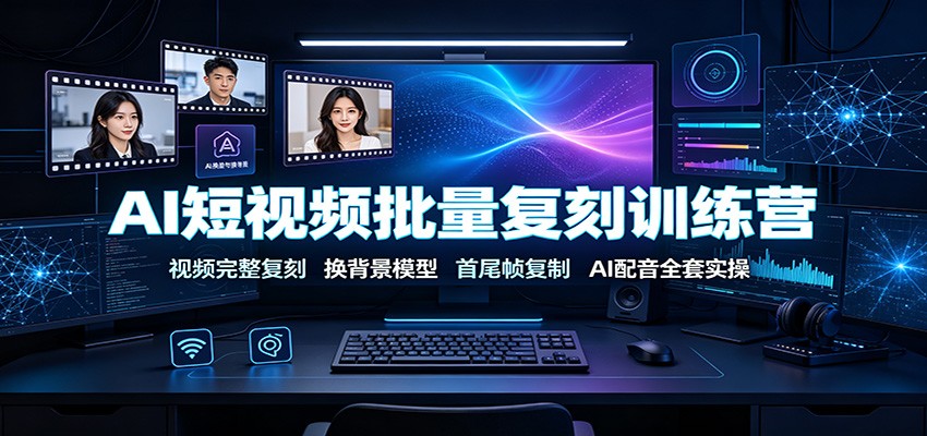 AI短视频批量复刻训练营：视频完整复刻，换背景模型、首尾帧复制、AI配音全套实操-得优社