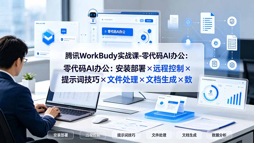 腾讯WorkBuddy实战课-零代码AI办公：安装部署×远程控制×提示词技巧×文件处理×文档生成×数据分析-得优社