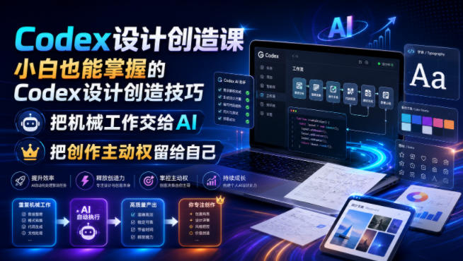 Codex设计创造课，小白也能掌握的Codex设计创造技巧，把机械工作交给AI，把创作主动权留给自己-得优社