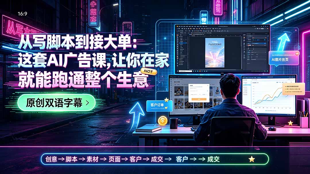 从写脚本到接大单：这套AI广告课，让你在家就能跑通整个生意【原创双语字幕】-得优社
