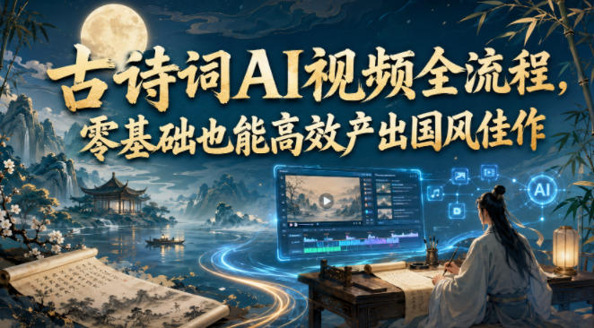 古诗词AI视频全流程，零基础也能高效产出国风佳作-得优社