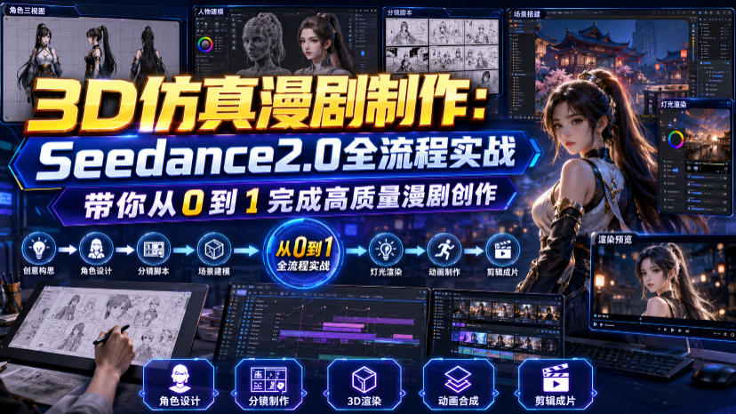 3D仿真漫剧制作：Seedance2.0全流程实战，带你从0到1完成高质量漫剧创作-得优社