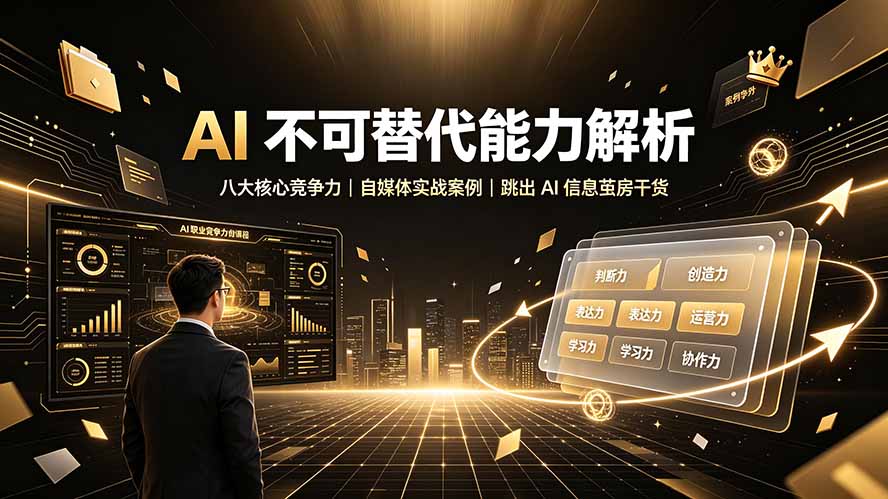 付费文章：AI 不可替代能力解析▸八大核心竞争力｜自媒体实战案例｜跳出 AI 信息茧房干货-得优社