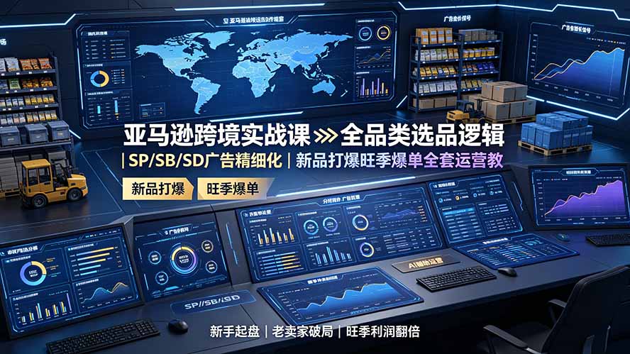 亚马逊跨境实战课：全品类选品逻辑｜SP/SB/SD广告精细化｜新品打爆旺季爆单全套运营教程-得优社