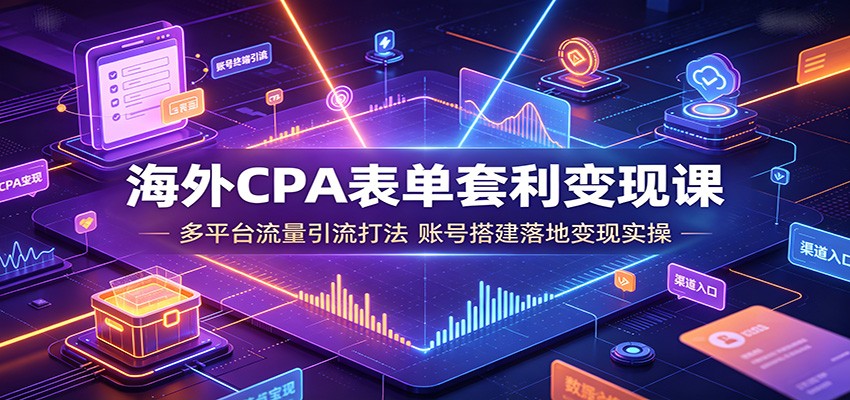海外CPA表单套利变现课：多平台流量引流打法，账号搭建落地变现实操-得优社