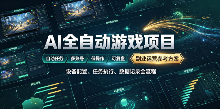 AI全自动游戏躺賺副业：日入几百，稳定运行三年的项目！【揭秘】-得优社