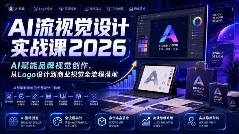 AI流视觉设计实战课2026：AI赋能品牌视觉创作，从Logo设计到商业视觉全流程落地-得优社