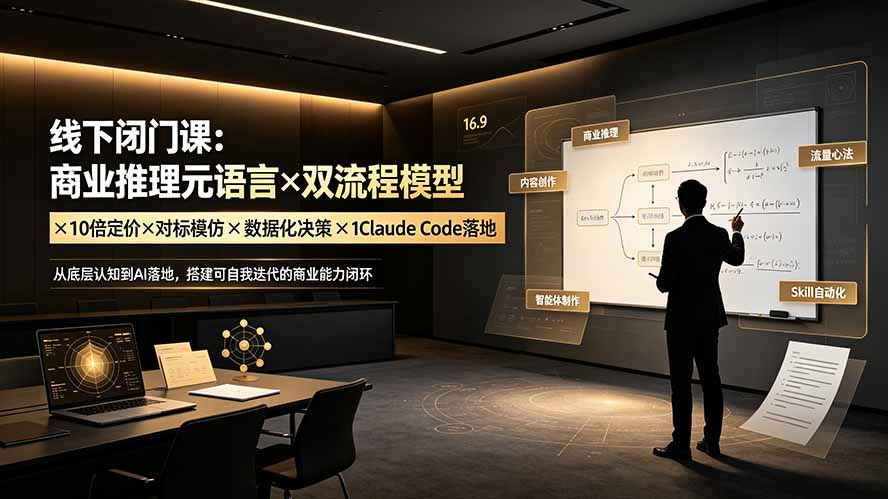 线下闭门课：商业推理元语言×双流程模型×10倍定价×对标模仿×数据化决策×Claude Code落地，击穿认知盲区-得优社
