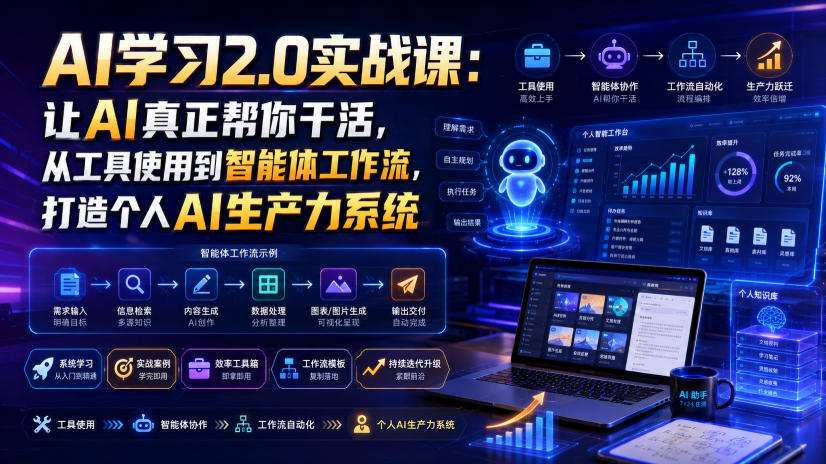 AI学习2.0实战课：让AI真正帮你干活，从工具使用到智能体工作流，打造个人AI生产力系统-得优社