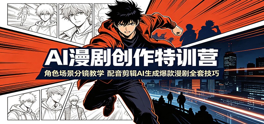 AI漫剧创作特训营：角色场景分镜教学，配音剪辑AI生成爆款漫剧全套技巧-得优社