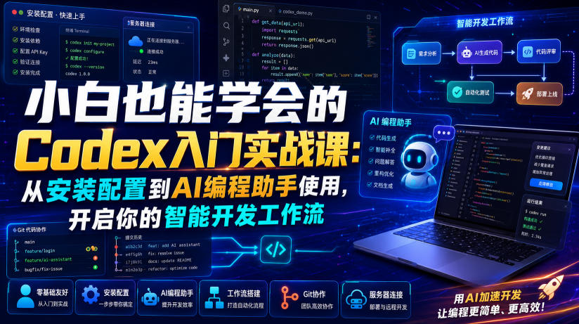小白也能学会的Codex入门实战课：从安装配置到AI编程助手使用，开启你的智能开发工作流-得优社