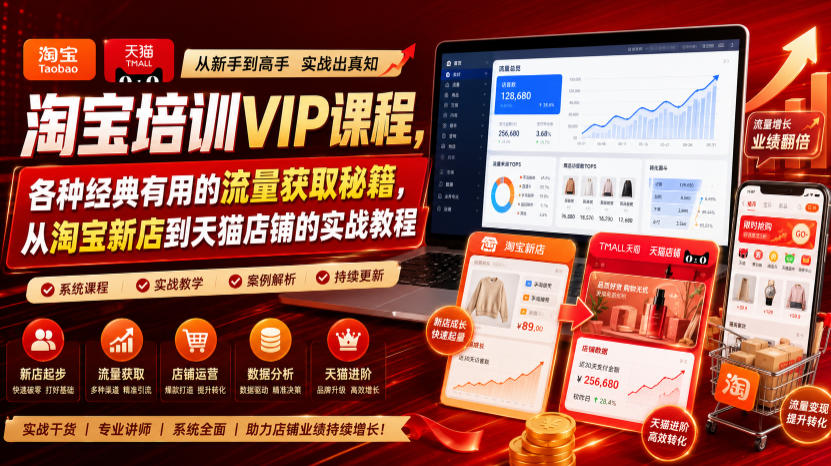 淘宝培训VIP课程，各种经典有用的流量获取秘籍，从淘宝新店到天猫店铺的实战教程(更新7月)-得优社