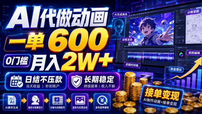 AI代做动画，一单600，0门槛月入2W+，日结不压款，长期稳定【揭秘】-得优社