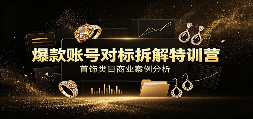 爆款账号对标拆解特训营：首饰类目商业案例分析，配套完整资料内容-得优社