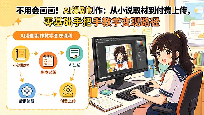 不用会画画！AI漫剧制作：从小说取材到付费上传，零基础手把手教学变现路径(更新-得优社