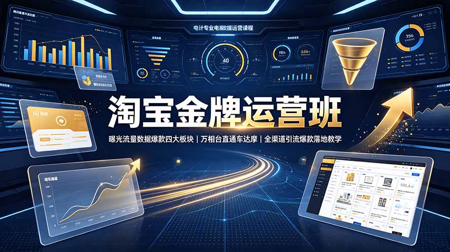 淘宝金牌运营班-7月：曝光流量数据爆款四大板块｜万相台直通车达摩｜全渠道引流爆款落地教学-得优社