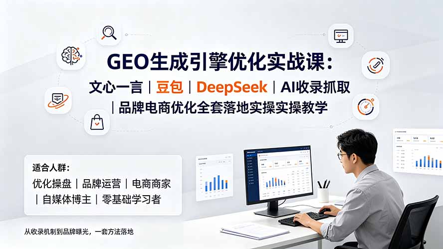 GEO生成引擎优化实战课：文心一言｜豆包｜DeepSeek｜AI收录抓取｜品牌电商优化全套落地实操教学-得优社