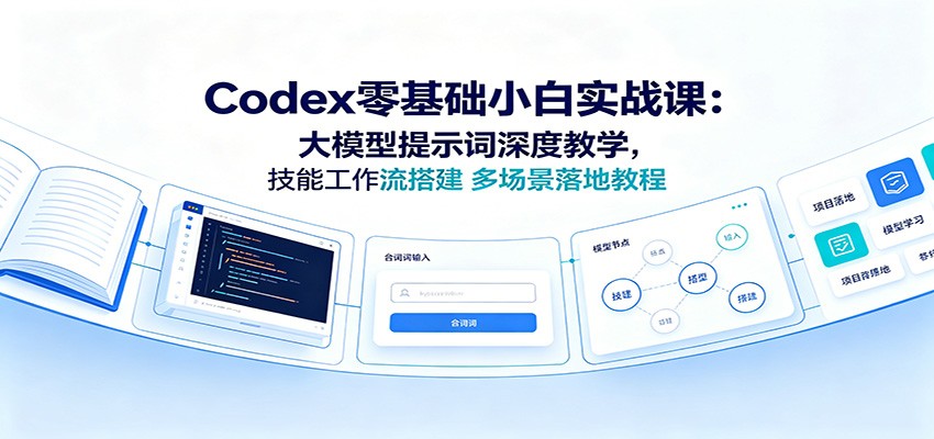 Codex零基础小白实战课：大模型提示词深度教学，技能工作流搭建多场景落地教程-得优社