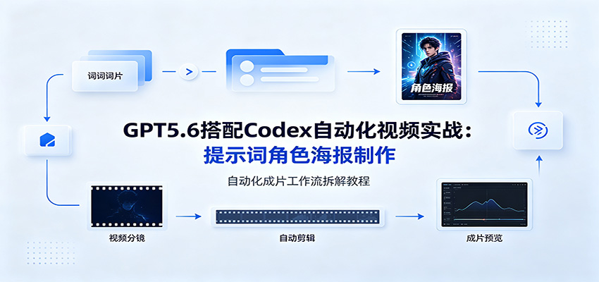 GPT5.6搭配Codex自动化视频实战：提示词角色海报制作，自动化成片工作流拆解教程-得优社