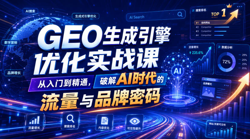 GEO生成引擎优化实战课，从入门到精通，破解AI时代的流量与品牌密码-得优社