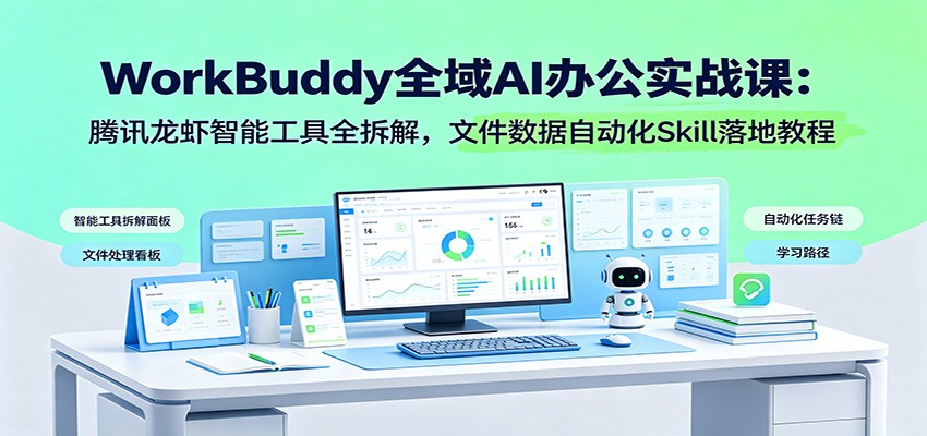 WorkBuddy全域AI办公实战课：腾讯龙虾智能工具全拆解，文件数据自动化Skill落地教程-得优社
