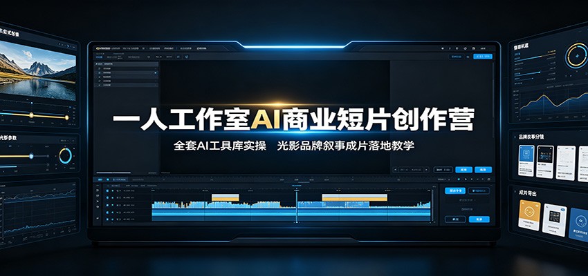 一人工作室AI商业短片创作营：全套AI工具库实操，光影品牌叙事成片落地教学-得优社