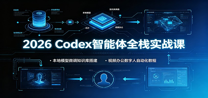 2026 Codex智能体全栈实战课：本地模型微调知识库搭建，视频办公数字人自动化教程-得优社