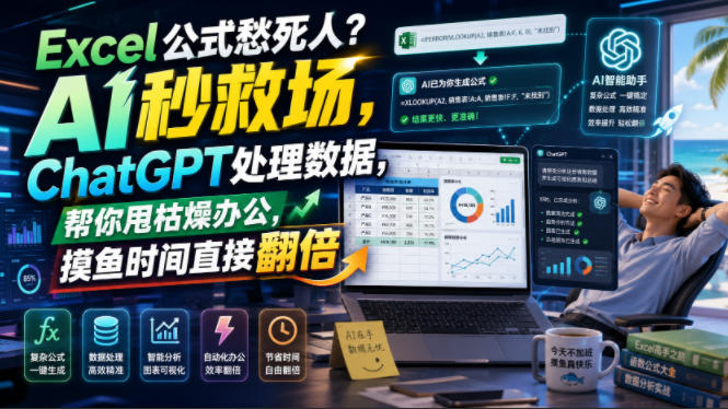 Excel公式愁死人？AI秒救场，ChatGPT处理数据，帮你甩枯燥办公，摸鱼时间直接翻倍【原创双语字幕】-得优社