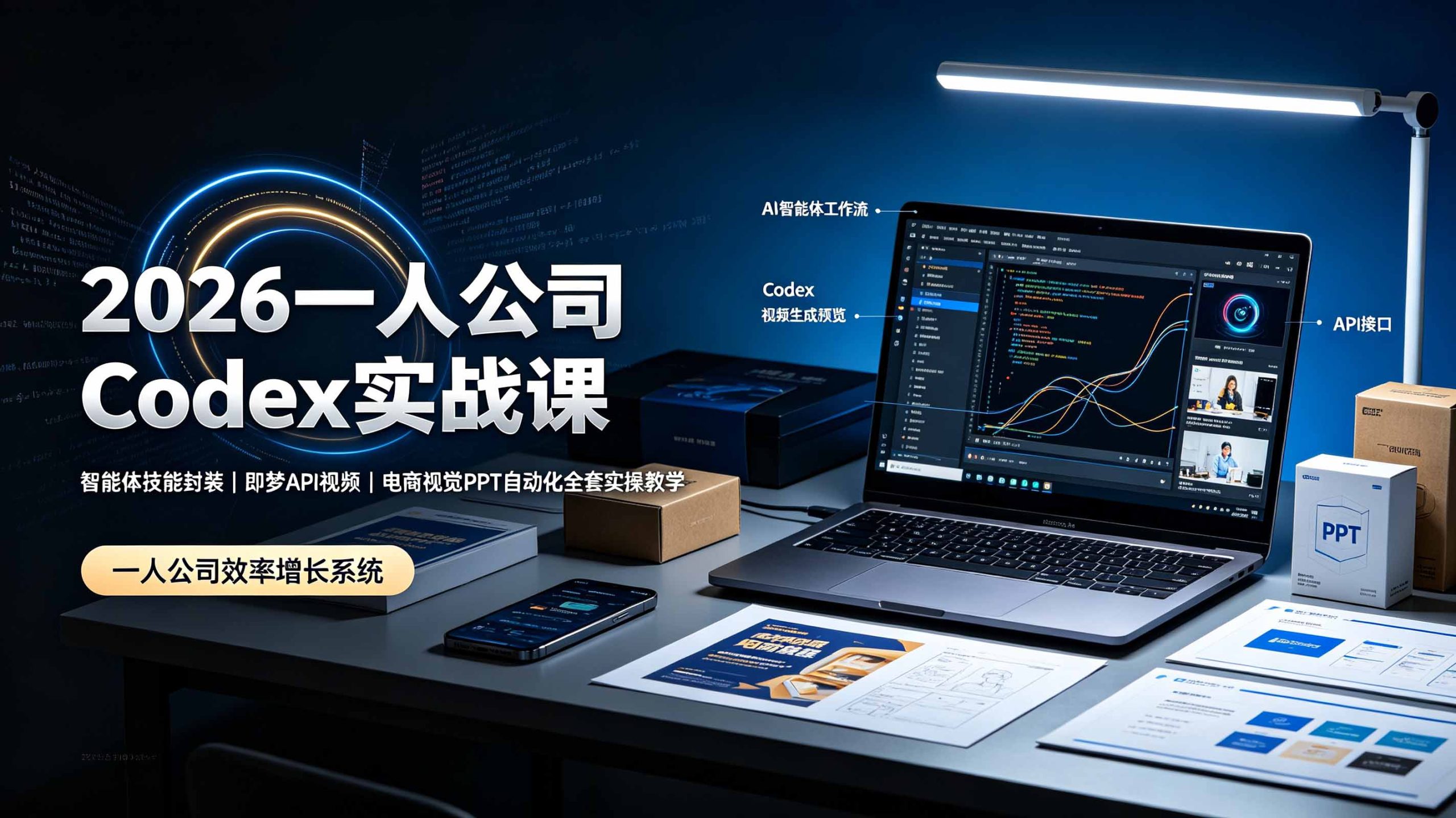 2026一人公司Codex实战课◆智能体技能封装｜即梦API视频｜电商视觉PPT自动化全套实操教学-得优社