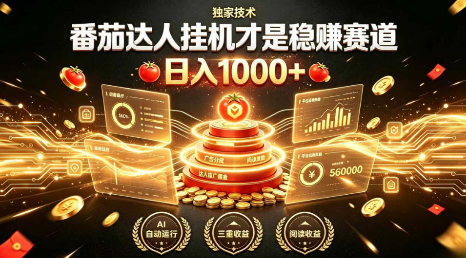 别再瞎找副业！番茄达人挂G才是稳賺赛道，日入1000+，全程傻瓜式操作，可矩阵放大【揭秘】-得优社