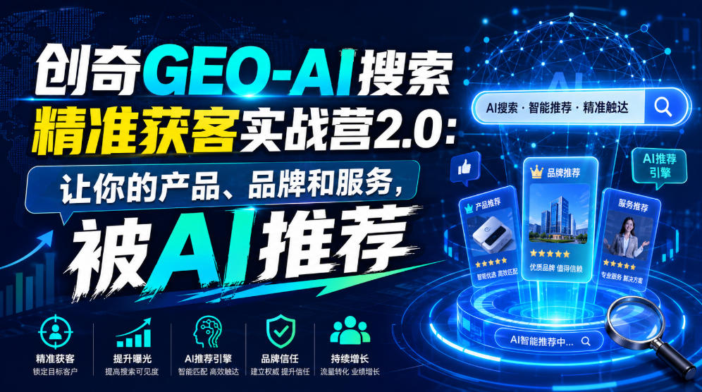 创奇GEO-AI搜索精准获客实战营2.0：让你的产品、品牌和服务，被AI推荐-得优社