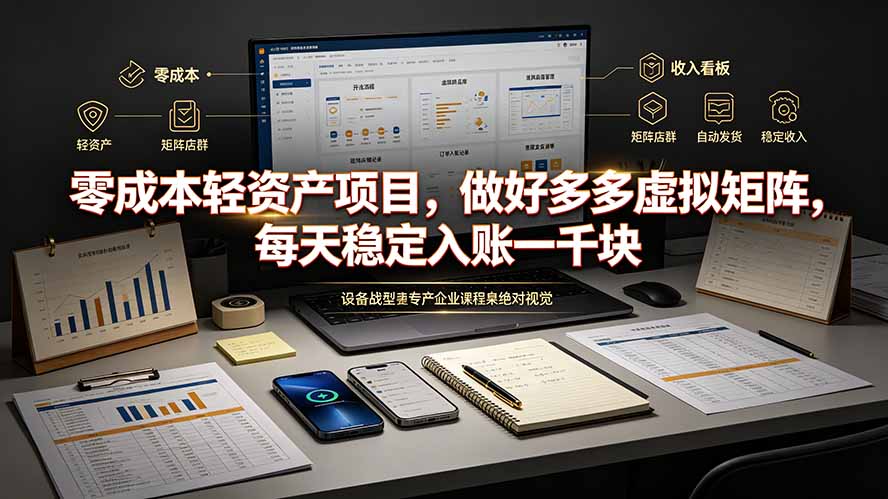 零成本轻资产项目，做好多多虚拟矩阵，每天稳定入账一千块-得优社