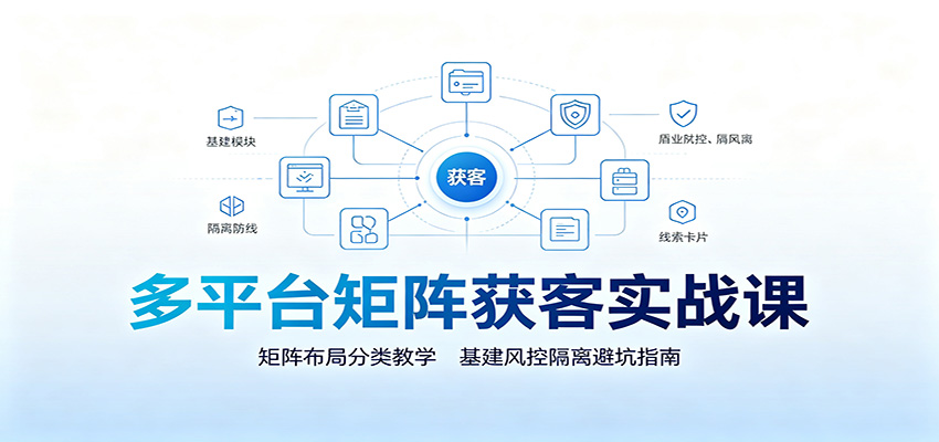 多平台矩阵获客实战课：矩阵布局分类教学，基建风控隔离避坑指南-得优社