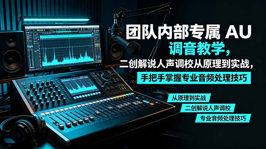 某大佬团队内部专属 AU 调音教学，二创解说人声调校从原理到实战，手把手掌握专业音频处理技巧-得优社