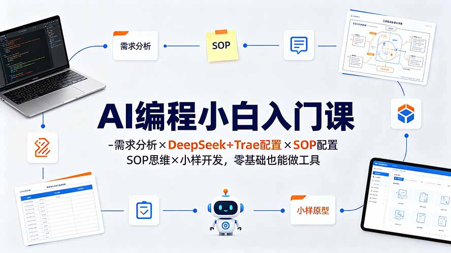 AI编程小白入门课-需求分析×DeepSeek+Trae配置×SOP思维×小样开发，零基础也能做工具-得优社