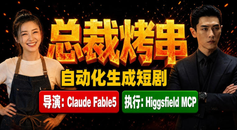 Claude Fable5担任导演+Higgsfield MCP落地执行｜《总裁烤串》真人质感短剧全自动AI生成全流程教学-得优社