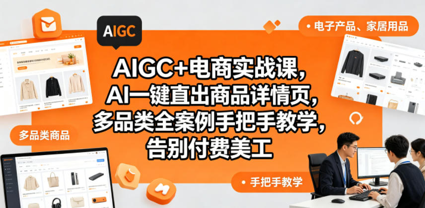 AIGC+电商实战课，AI一键直出商品详情页，多品类全案例手把手教学，告别付费美工(更新0725)-得优社
