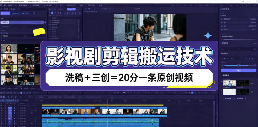 影视剧剪辑搬运技术，洗稿+三创=20分一条原创视频-得优社