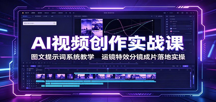 AI视频创作实战课：图文提示词系统教学，运镜特效分镜成片落地实操-得优社