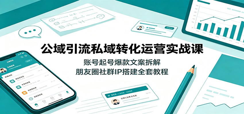 公域引流私域转化运营实战课：账号起号爆款文案拆解，朋友圈社群IP搭建全套教程-得优社