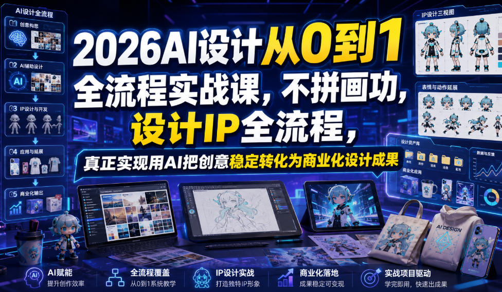 2026AI设计从0到1全流程实战课，不拼画功，设计IP全流程，真正实现用AI把创意稳定转化为商业化设计成果-得优社