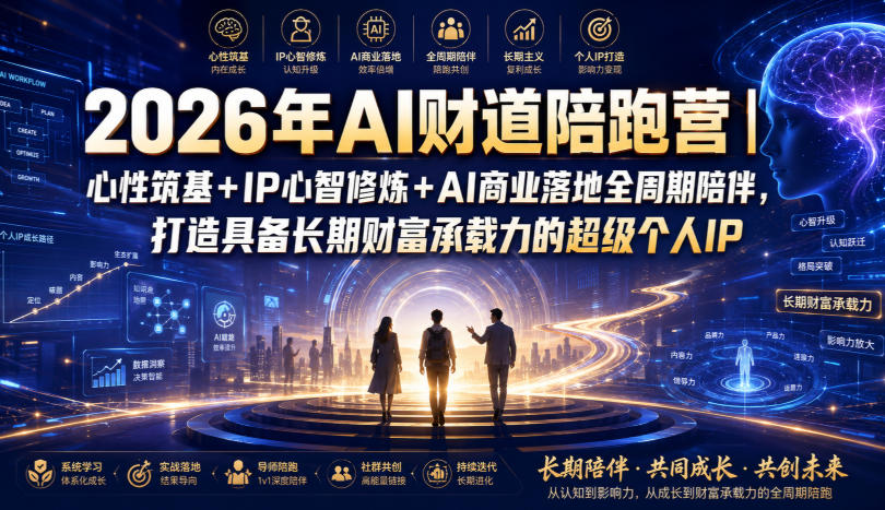 2026年AI财道陪跑营｜心性筑基+IP心智修炼+AI商业落地全周期陪伴，打造具备长期财富承载力的超级个人IP-得优社