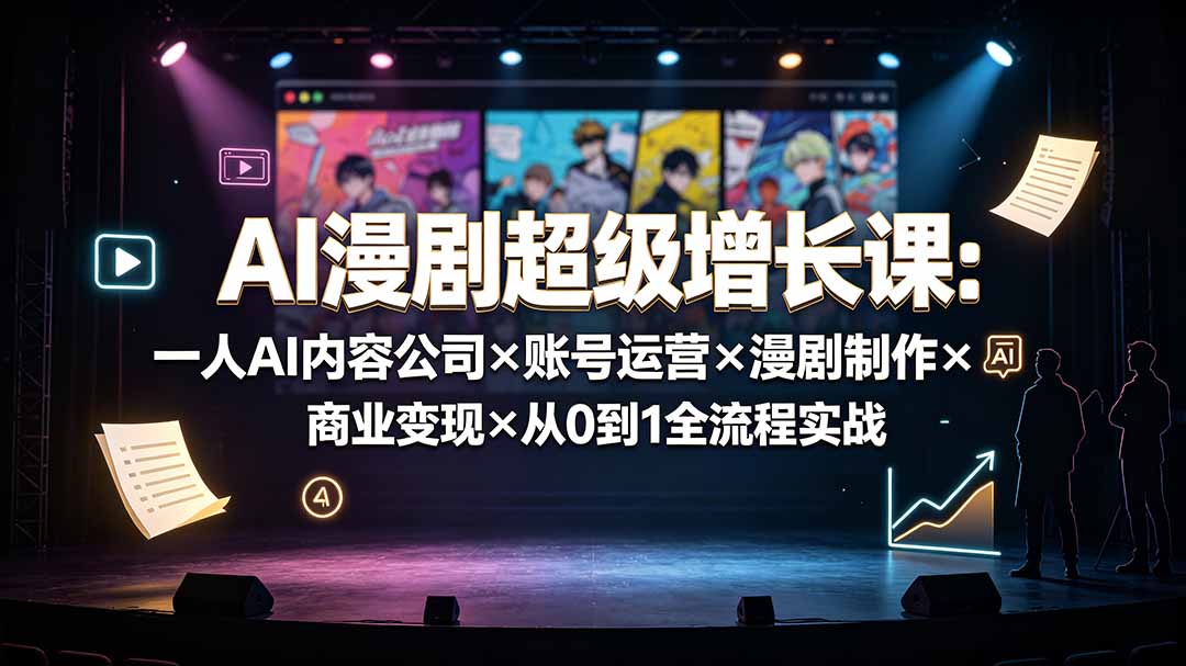 AI漫剧超级增长课：一人AI内容公司×账号运营×漫剧制作×商业变现×从0到1全流程实战-得优社