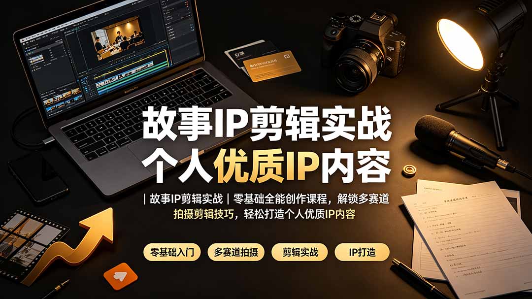 故事IP剪辑实战｜零基础全能创作课程，解锁多赛道拍摄剪辑技巧，轻松打造个人优质IP内容-得优社